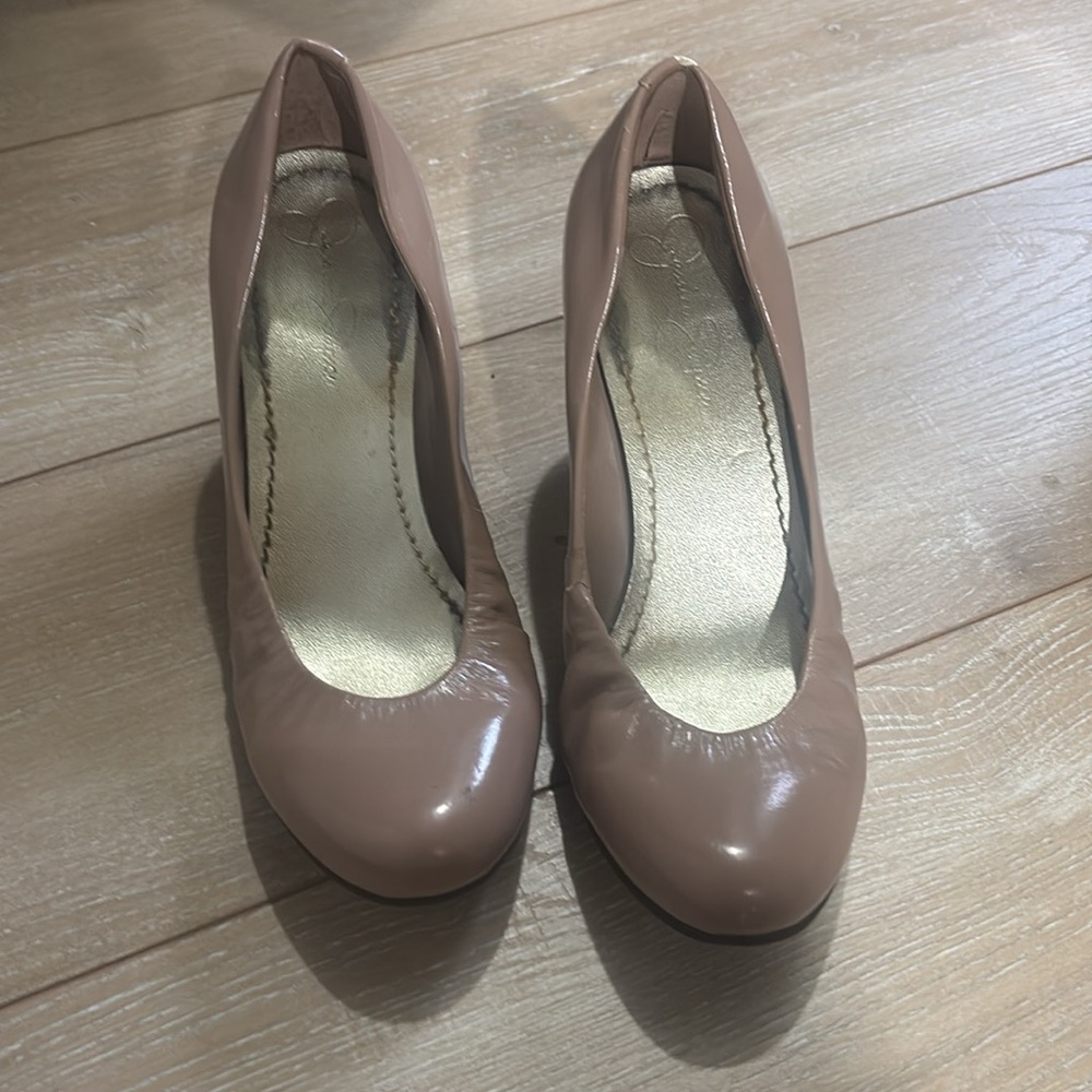 Jessica Simpson Nude Patent Leather Wedges